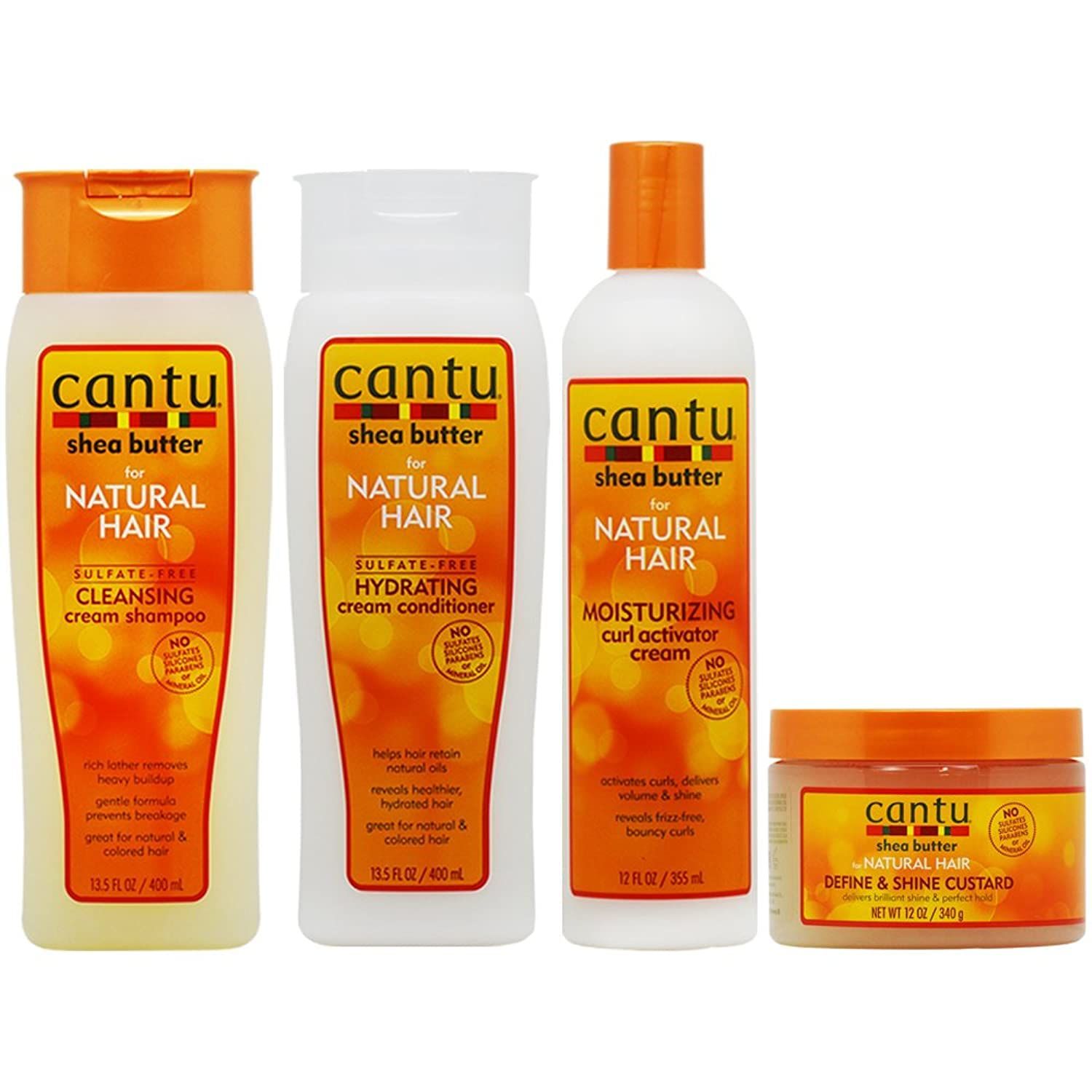 Cantu Cleansing Cream Shampoo + Conditioner + Curl Activator Cream + Define &amp; Shine Custard&quot;Set&quot;