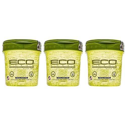 Eco Style Olive Oil Professional Styling Hair Gel, 16 oz (Pack of 3)