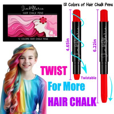 Jim&Gloria Dustless Hair Chalk for Girls Washable, Toy Gifts for Girls Makeup Kit, Temporary Hair Color for Kids Age 4 5 6 7 8 9 10 11 12 Birthday Teen Girl Gifts Trendy Stuff Easter Basket Stuffers