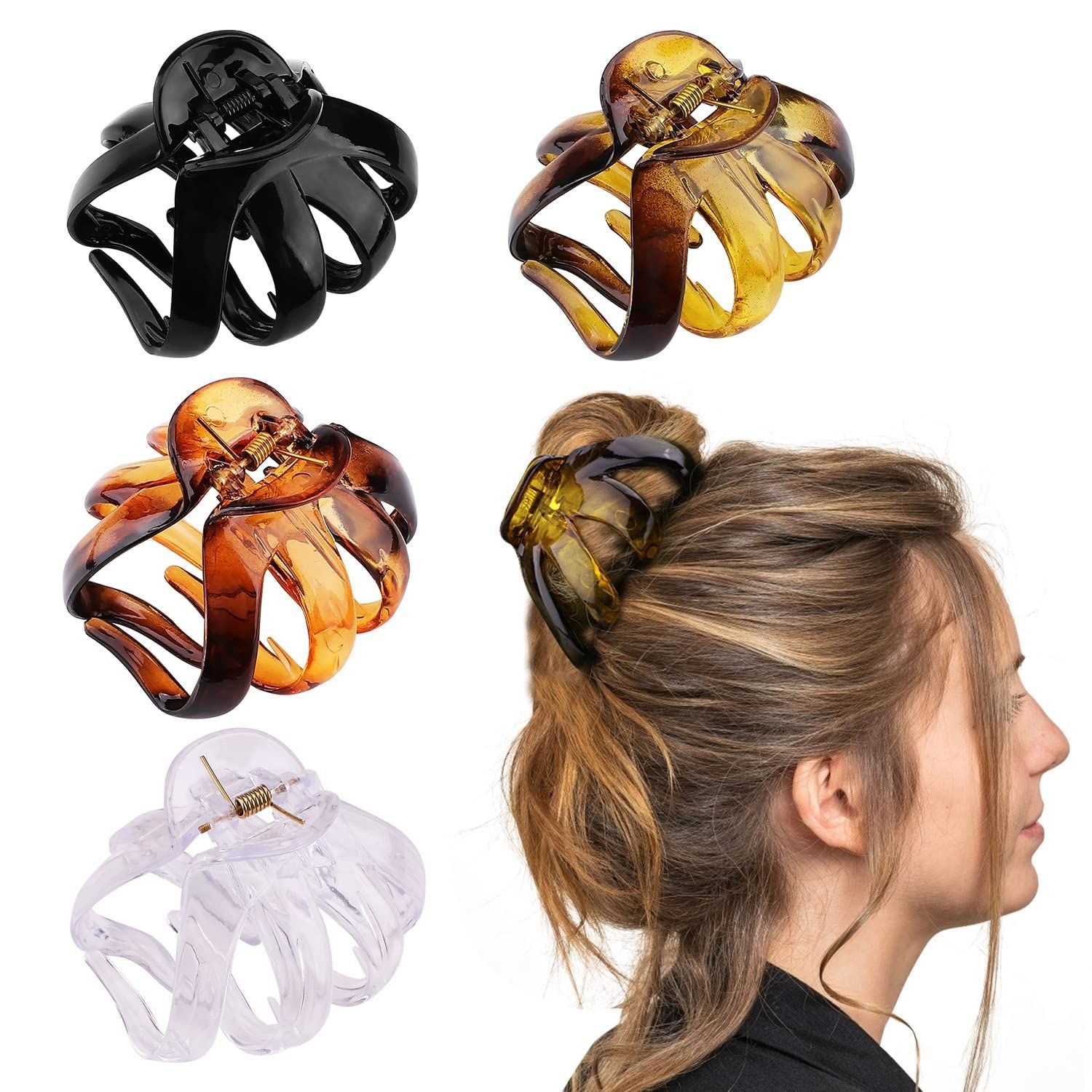 4PCS Extra Large Strong Hold Hair Clips for Thick and All Hair Types - 3.15&quot; Jumbo Premium Octopus Claw Clips for Women and Girls