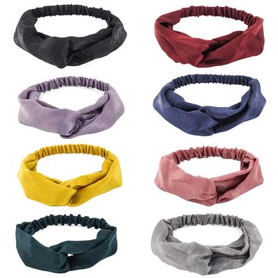 Yeshan Women&#39;s Criss cross Silk Satin Headbands Elastic Twisted Head Wrap Knotted Hair Band,pack of 8