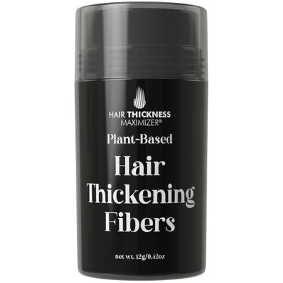 Hair Fibers for Thinning Hair For Women, Men. Plant-Based Formula for Instant Hairline &amp; Bald Spot Coverage. Non-Itchy, Easy to Wash Out (Black)