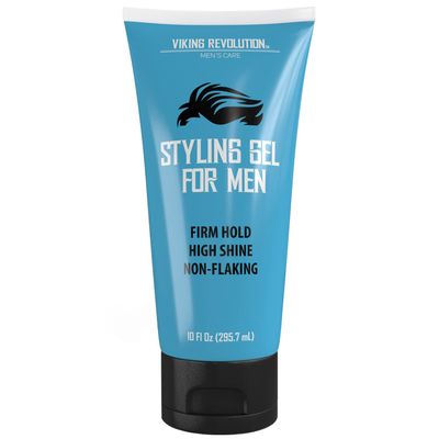 Hair Gel for Men Strong Hold - Mens Hair Gel Extra Strength - Styling Gel for Hair Clear Hair Gel - Firm Hold Gel Hair High Shine Non-Flaking Curly Hair Gel (10oz)