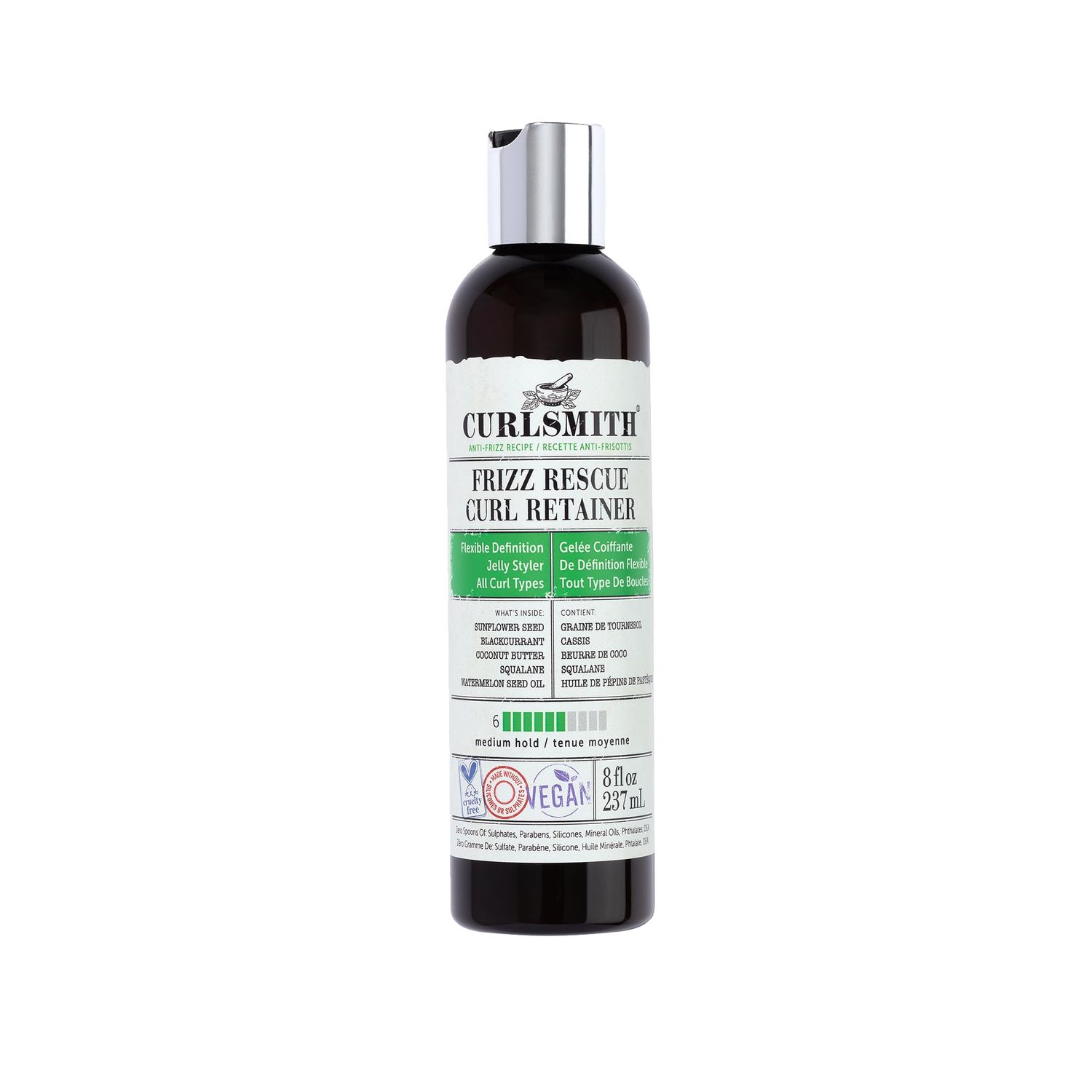 CURLSMITH - Frizz Rescue Curl Retainer, Jelly Hair Styler, Non-Sticky, Frizz Control, Humidity Protection, For All Curl Types, Vegan, 237ml/8 fl oz