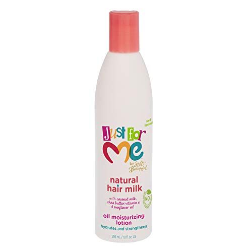 Just for Me Natural Hair Milk Lotion - Hydrates &amp; Strengthens, Contains Coconut Milk, Shea Butter, Vitamin E, &amp; Sunflower Oil, Lightweight Moisture, Reduces Frizz 10 oz