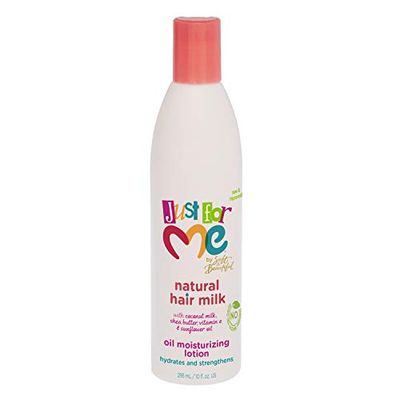 Just for Me Natural Hair Milk Lotion - Hydrates &amp; Strengthens, Contains Coconut Milk, Shea Butter, Vitamin E, &amp; Sunflower Oil, Lightweight Moisture, Reduces Frizz 10 oz
