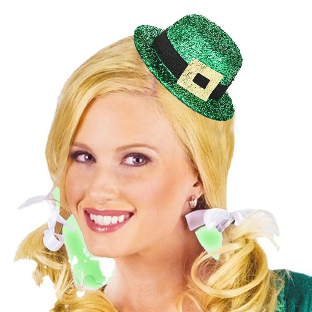 BARTOSI St. Patrick&#39;s Day Hair Hat Clip Leprechaun Hats Green Hair Hat Clips Cosplay Hearwear Shamrock Heardress Saint Patricks Day Hair Decoration Accessories for Women Girls