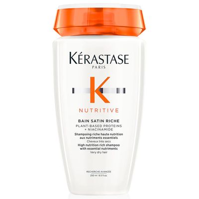 KRASTASE Nutritive Bain Satin Riche Shampoo, Cleanses &amp; Strengthens Against Dryness, Adds Softness, Shine &amp; Nourishment with Plant-Based Proteins &amp; Niacinamide for Medium to Thick to Dry Hair