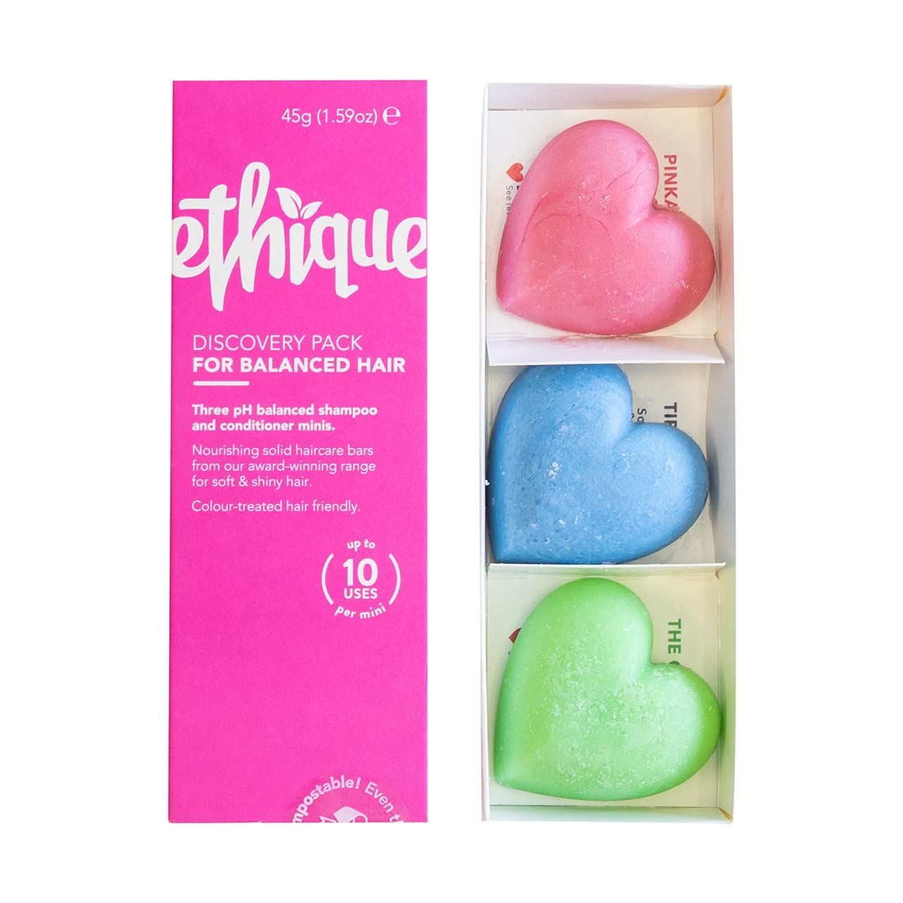 Ethique Discovery Pack for Balanced Hair - Shampoo &amp; Conditioner - Plastic-Free, Vegan, Cruelty-Free, Eco-Friendly, 3 Travel Bars, 1.59 oz (Pack of 1)