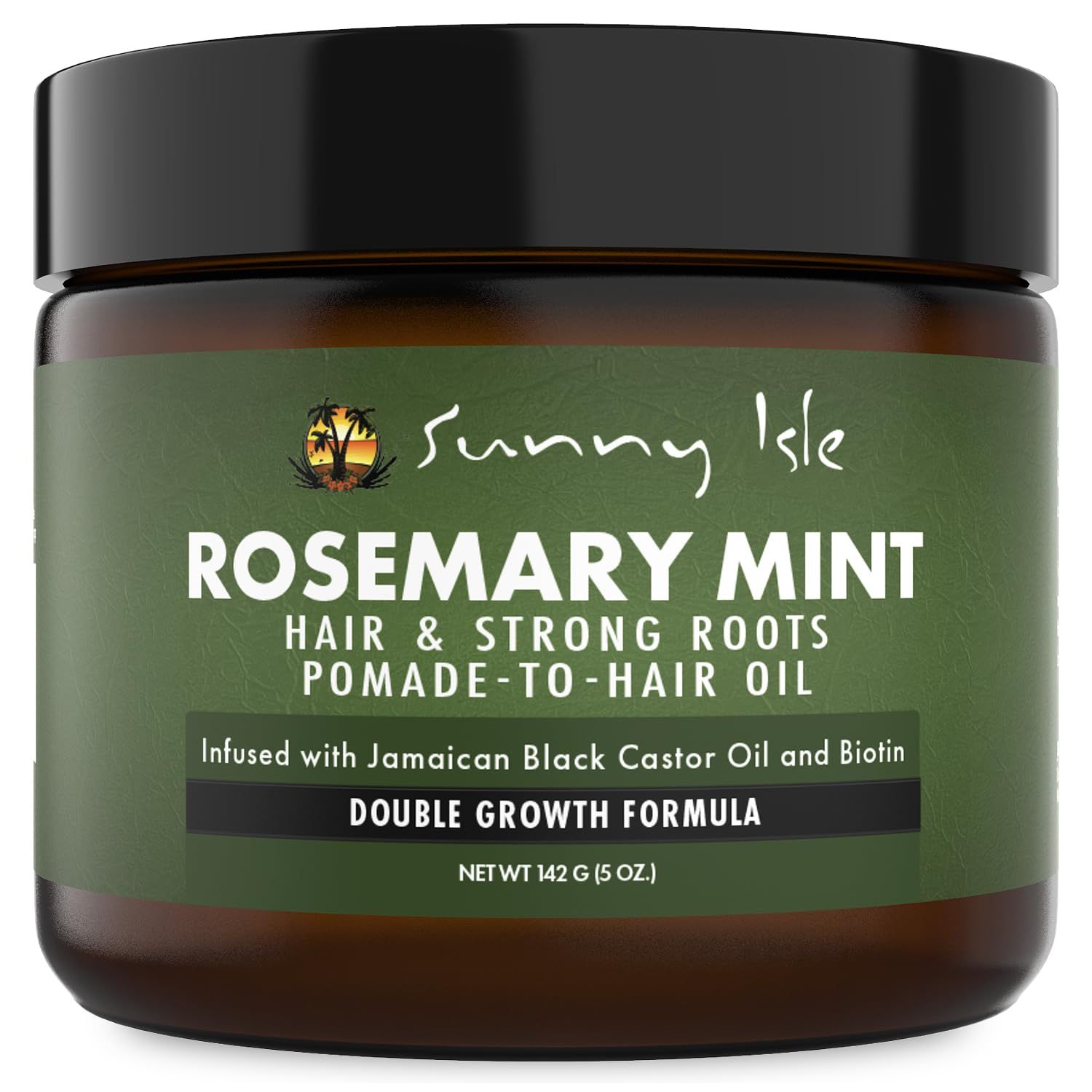 Sunny Isle Rosemary Mint Hair &amp; Strong Roots Pomade-To-Hair Oil 5oz | Double Growth Formula | Infused with Biotin &amp; Jamaican Black Castor Oil | Sealant for Dry Hair &amp; Split Ends
