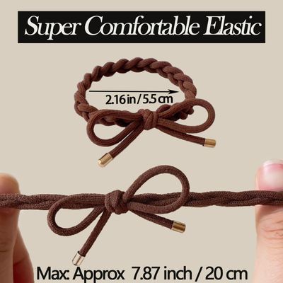 KOVOLITU 12 PCS Braided Hair Ties Bow Tie Hair Bracelets for Women Girls Elastic Hair Ties No Damage Ponytail Holders