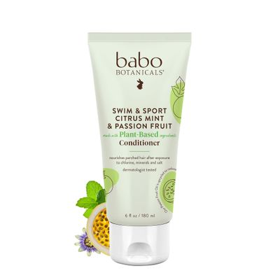 Babo Botanicals Swim &amp; Sport Citrus Mint &amp; Passion Fruit Conditioner - Purifying &amp; replenishing- Shea Butter &amp; Green Tea - For all ages - Scented with Citrus and Peppermint Essential Oils