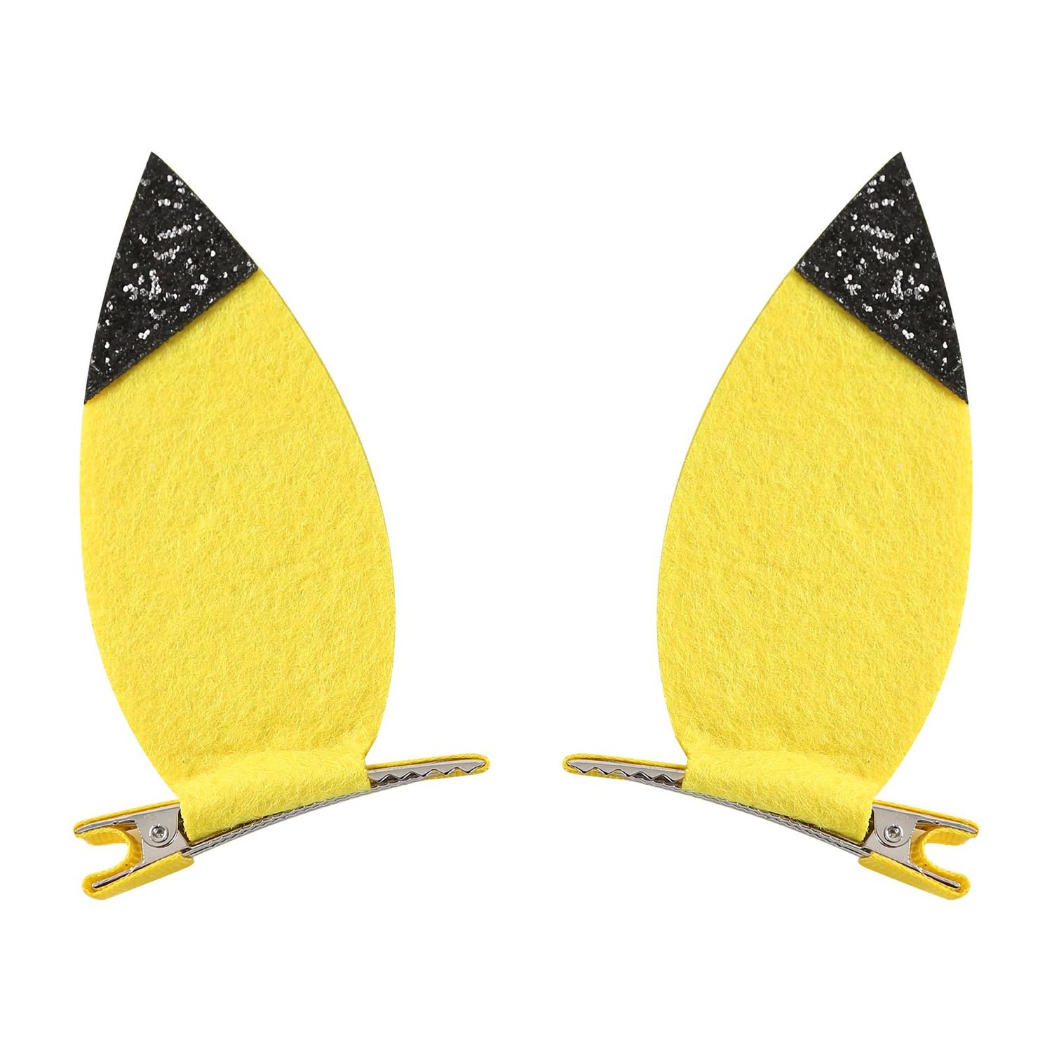 JiaDuo Yellow Cartoon Ears Hair Clips Glitter Girls Women Birthday Gift Halloween Costume Accessories 1 Pair