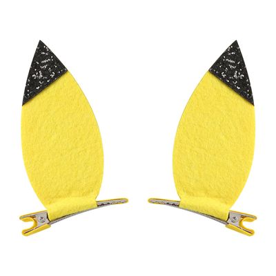 JiaDuo Yellow Cartoon Ears Hair Clips Glitter Girls Women Birthday Gift Halloween Costume Accessories 1 Pair