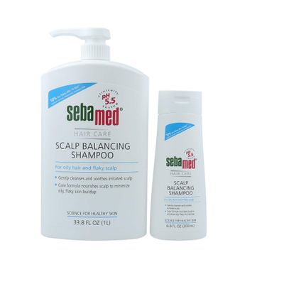 SEBAMED Anti-Dandruff Shampoo - Scalp Balancing Hair Care for Oily Dandruff Prone Scalp (1 Liter with Pump + 200mL)