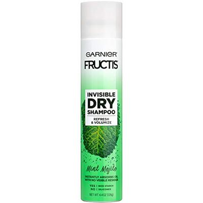 Garnier Invisible Dry Shampoo with no Visible Residue powered by Rice Starch to Instantly Absorb Oil, Refresh and Volumize, Silicone Free, Mint Mojito by Fructis, 4.4 oz.