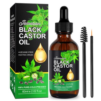 Jamaican Black Castor Oil,100% Natural Premium Organic Cold Pressed Unrefined Castor Oil,for Eyelashes &amp; Eyebrows Hair Growth Thicker,Body Face Skin Nourish, Relaxation Sore Muscles,60ML