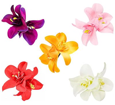 ALIMITOPIA Flower Hair Clip Bohemia Hawaiian Fabric Artificial Orchid Flower Hairpin Barrette Headdress Bobby Pins Headwear Hair Accessories(3.5 inches;5pcs)