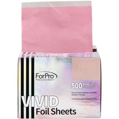 ForPro Professional Collection Vivid Rose Embossed Foil Sheets, Aluminum, Pop-Up Foil Dispenser, Hair Foils for Color Application &amp; Highlighting Services, Food Safe, 5 W x 10.75 L, 500-Count