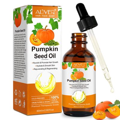 Cacukn Pumpkin Seed Oil, Pumpkin Seed Essential Oil for Hair Growth &amp; Dry Damaged Hair, Strengthen Hair Thickness, Nourish Hair scalp, Moisturizer Serum for Skin, Face &amp; Body, 2.02 Fl Oz