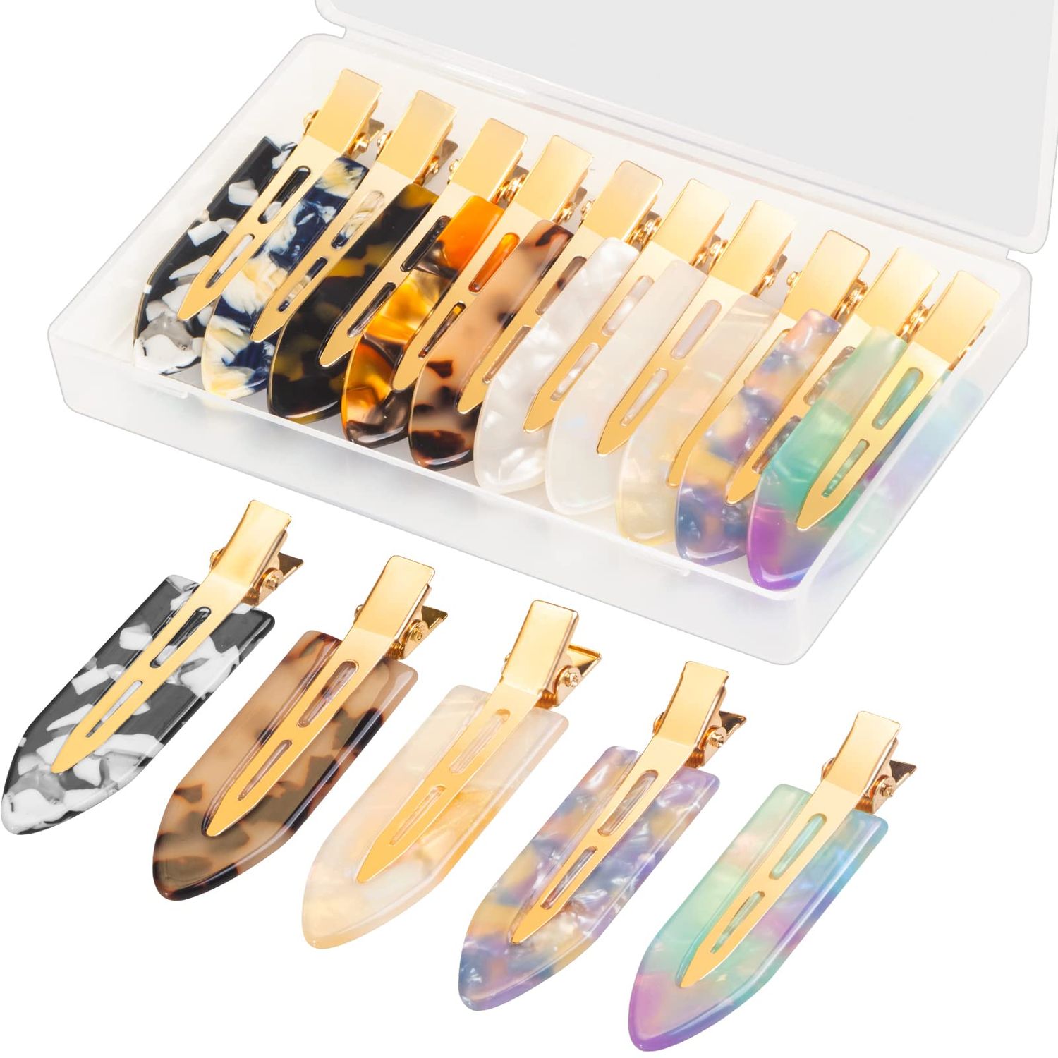 10 Pcs No Bend Hair Clips for Women Styling Sectioning, Gingbiss 2.7&quot; No Crease Bangs Hair Clips, Curl Pin Clips with Storage Box for Hairstyle Bangs Waves Makeup Application, 10 Colors