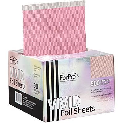 ForPro Professional Collection Vivid Rose Embossed Foil Sheets, Aluminum, Pop-Up Foil Dispenser, Hair Foils for Color Application &amp; Highlighting Services, Food Safe, 5 W x 10.75 L, 500-Count