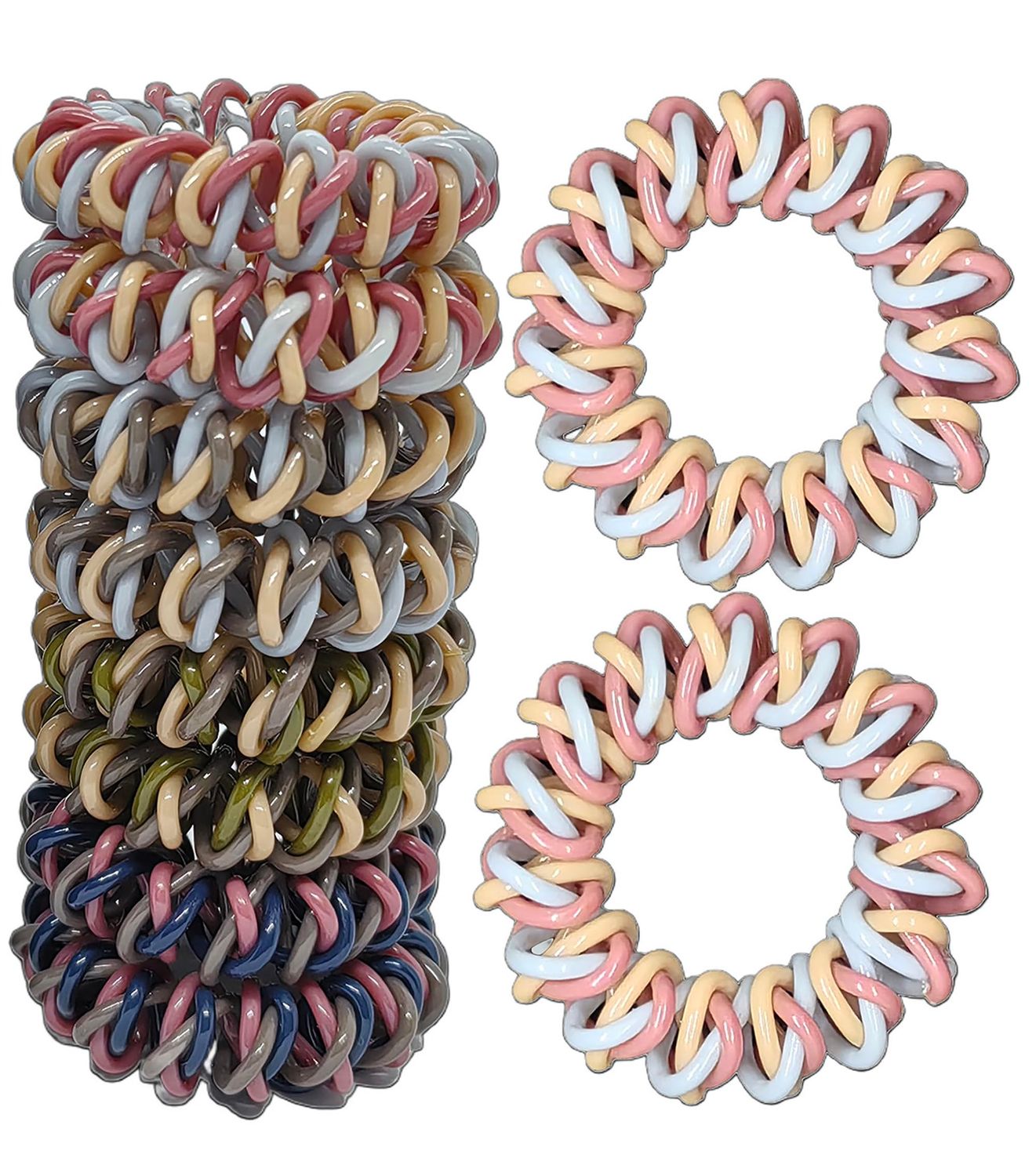 GoYoho Upgraded Version Spiral Hair ties for Women, No Crease Clear Coil Hair Ties Spiral Ponytail Holders Scrunchies, Hair Coils/Phone Cord Hair Ties for Thin Hair/Soft Elastic. (8, Multicolor)