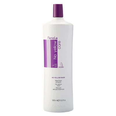 Fanola No Yellow Mask, 33.8 oz - Anti Brass Color Depositing Toning Purple Mask to Remove Yellow Tones &amp; Brassiness from Bleached Hair, For Blonde, Silver, Gray, and Highlighted Hair