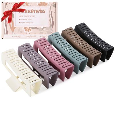 5 Inch Extra Large Claw Clips, Big Hair Clips for Thick Long Curly Hair, Durable Matte Strong Hold Hair Claw Clips, Non-slip Square Hair Clips for Women, Hair Accessories Valentine&#39;s Day Gifts