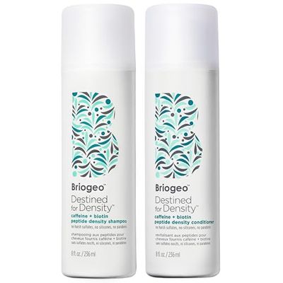 Briogeo Destined For Density Caffeine + Biotin Peptide Density Shampoo and Conditioner Set, Increases Hair Thickness and Density for Fine or Thinning Hair, Vegan, Cruelty-Free, 2 x 8 fl oz