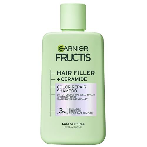 Garnier Fructis Hair Filler Color Repair Shampoo with Ceramide, Smoothing &amp; Sulfate Free Shampoo for Colored, Bleached Hair, 10.1 Fl Oz, 1 Count