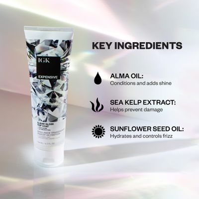 IGK EXPENSIVE Clear Gloss Top Coat | Shine + Strengthen + Smooth | Vegan + Cruelty Free | 4.2 Oz