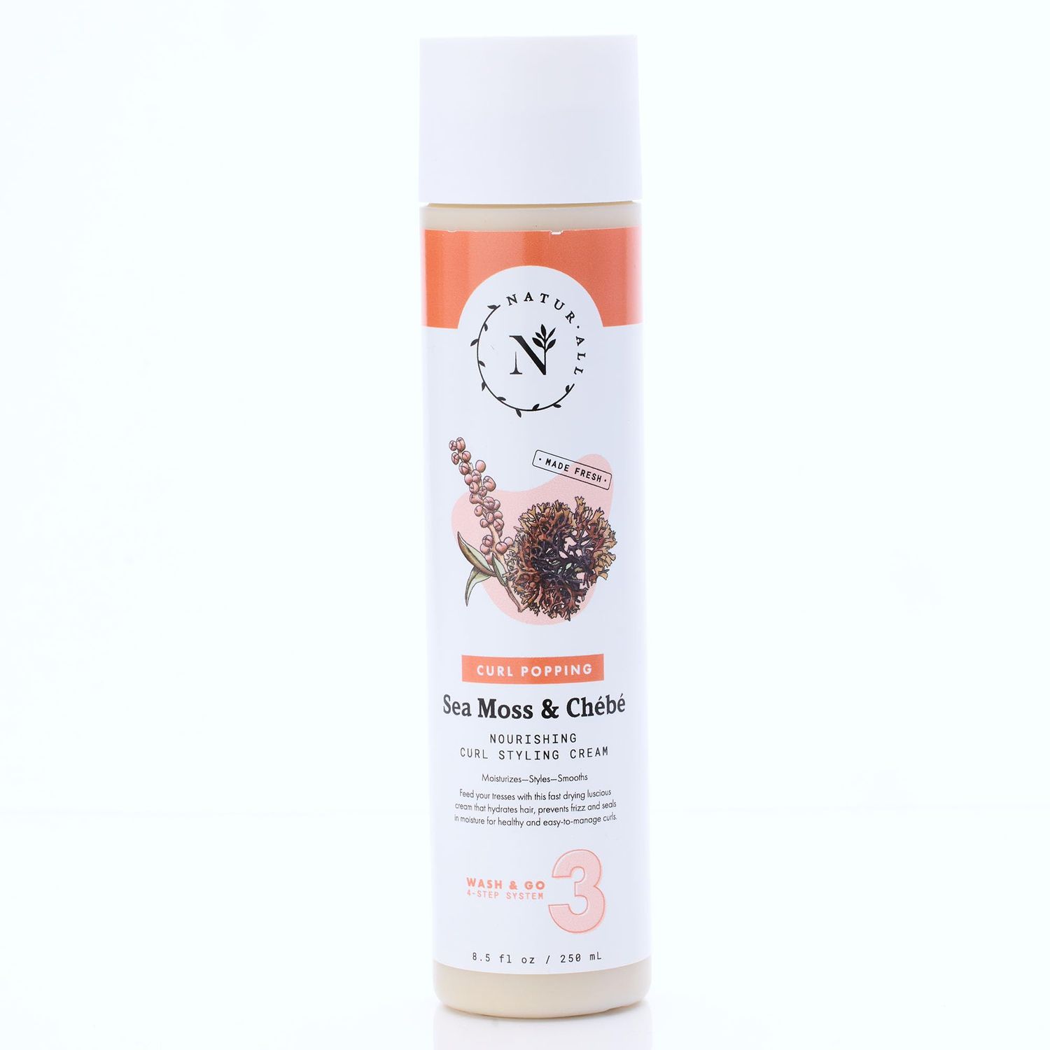 NaturAll Sea Moss &amp; Chebe Curl Cream - Sulfate-Free 3 in 1 Curl Defining Cream Enhances Curl Shape, Hydrates Hair &amp; Reduces Frizz - Curl Activator Cream to Define All Curl Types &amp; Textures (8.5 Oz)