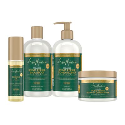 SheaMoisture Bond Repair Shampoo, Conditioner, Leave-In, &amp; Oil Alma Oil 4 Pk to Strengthen Hair with Restorative HydroPlex Infusion