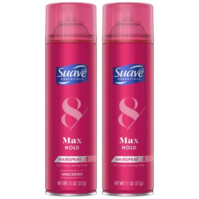 Suave Hairspray Max Hold Variety 2-Pack, Unscented &amp; Scented Formulas - Aerosol Hairspray, 11 Oz Ea