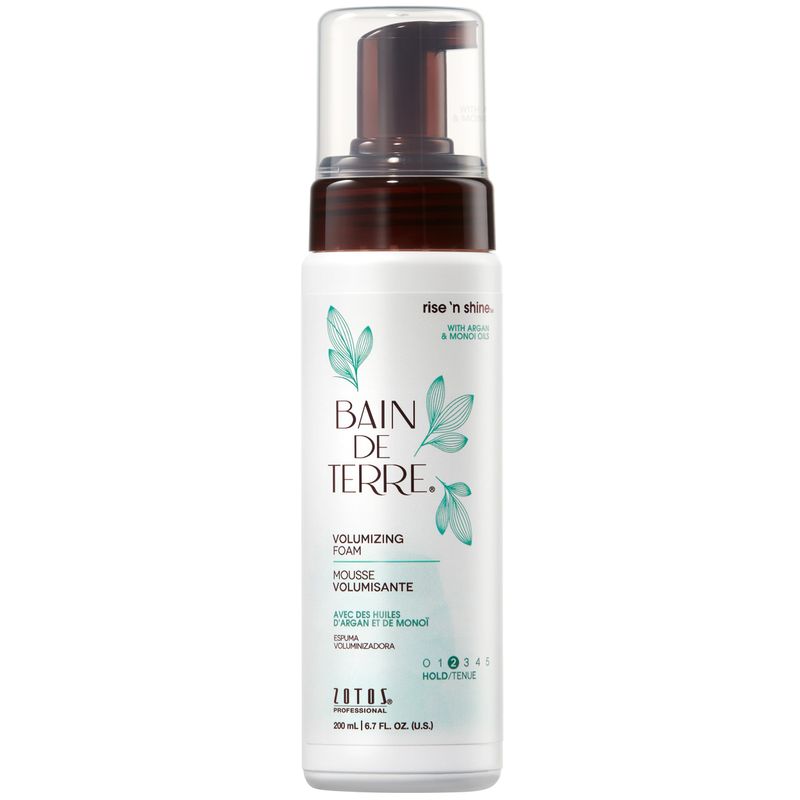 Bain de Terre Rise N' Shine Volumizing Foam, Lightweight Medium Hold &amp; Volume with Argan &amp; Monoi Oils, Paraben-Free, Color-Safe, Vegan, 6.7 Fl Oz