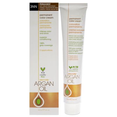 One N&#39; Only Permanent Hair Color - Permanent Hair Dye Made with Argan Oil - Delivers Rich, Accurate Tones with Gray Coverage - Improves Moisture &amp; Elasticity - 3NN Rich Natural Dark Brown (3 oz)