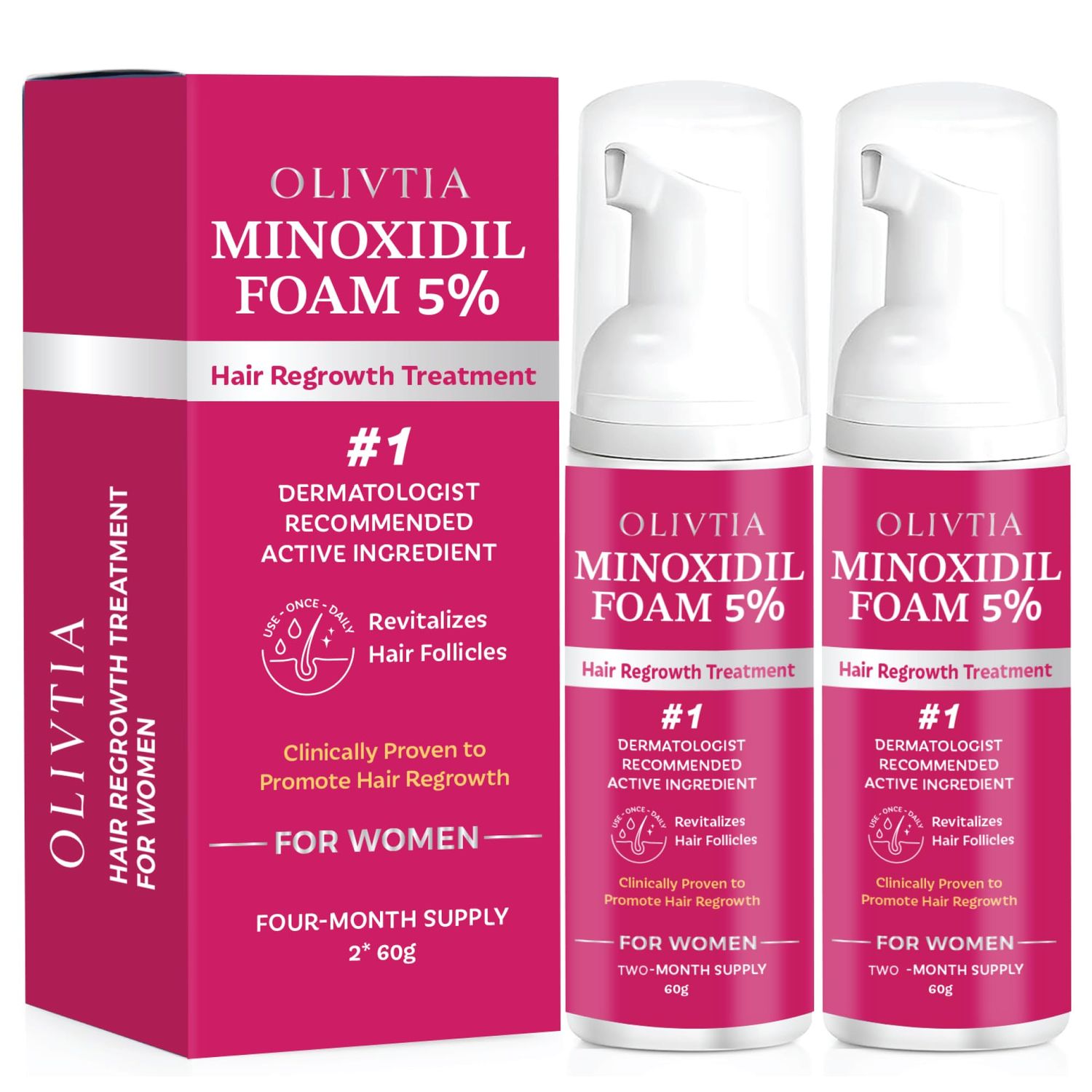 5% Minoxidil Foam for Women Hair Growth: Extra Strength Hair Regrowth Treatment - Revitalize Hair Follicles &amp; Regrow Thicker, Fuller Hair - Hair Loss Solution