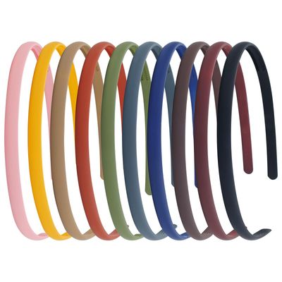 Dizila 10 Pieces Wide 0.8cm/0.3&quot; Solid Plain Blank Thin Matte Plastic Headbands with Teeth DIY Craft Sports Hair Bands Accessories for Women Men Girls Teens Kids