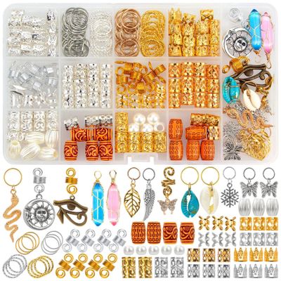 200 PCS Hair Jewelry Accessories Women&#39;s Ring , Dreadlocks Gem Crystal Charms, Loc Tube Bead Braided Jewelry, Braid Cuffs,Clips