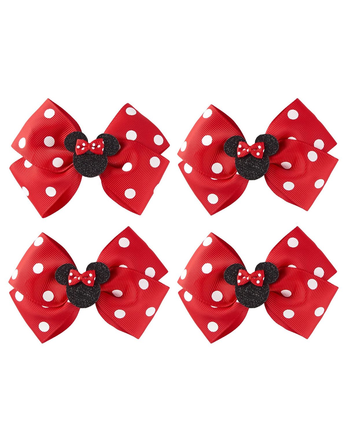 4Pcs Mouse Ears Bow Clips for Girls Women 4Inch Birthday Party Decorations Gift Costume Hair Accessories Polka Dot Red