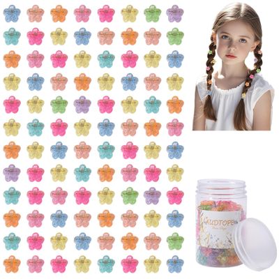AUDTOPE Cute Mini Flower Hair Clips for Women,100Pcs Tiny Hair Clips for Thin Fine Hair Mixed Color Hair Clips Strong Grip Hair Accessories