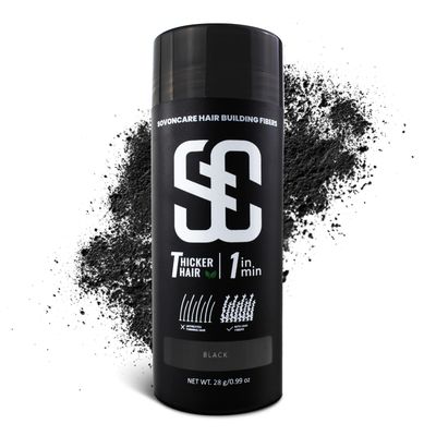 SOVONCARE Hair Fibers for Thinning Hair, Black Hair Building Fibers for Bald Spots Undetectable &amp; Natural, Conceals Hair Loss, Fill In Fine Hair Powder Hair Thicker Instantly for Women &amp; Men 28g