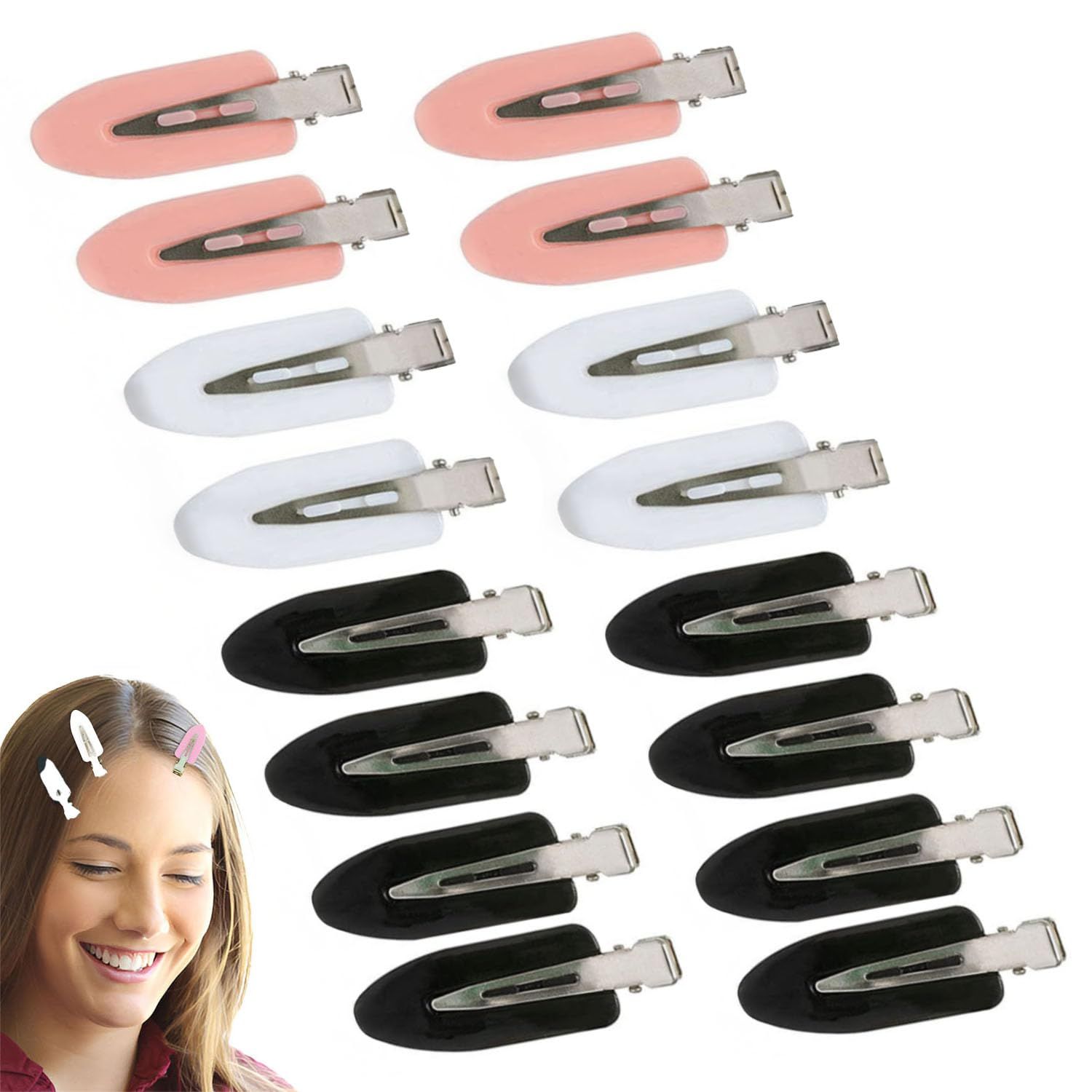 16Pcs No Bend No Crease Hair Clips Styling Duck Bill Flat Clips Alligator Hair Barrettes, Beauty Small Gifts for Women Girls Salon Hairstyle Hairdressing Bangs Waves Makeup