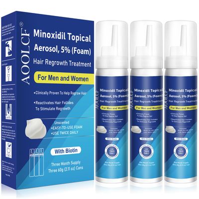 Minoxidil Foam, 5% Topical Minoxidil Foam, Minoxidil for Men and Women, Infused with Biotin, Hair Growth Treatment, Supports Thicker and Fuller Hair &amp; Beard (Minoxidil Foam, 6.33oz, 3 Month Supply)