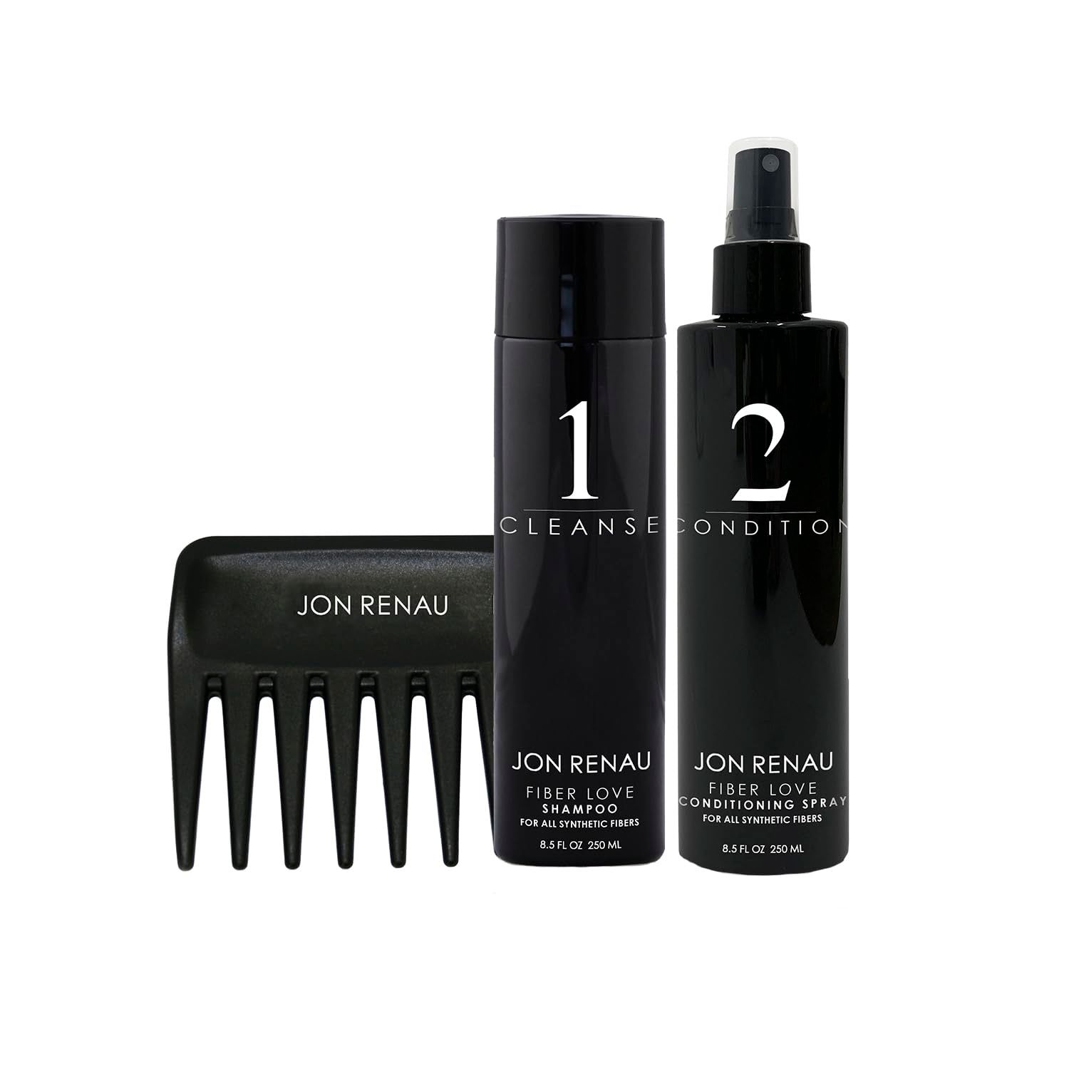 Jon Renau Synthetic Hair Shampoo &amp; Conditioner - Shampoo &amp; Conditioner Set With Wide Tooth Comb