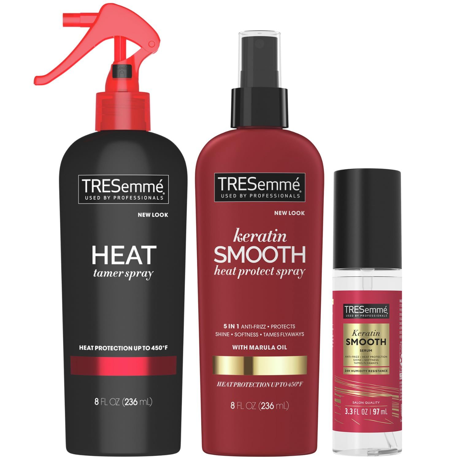 TRESemm Expert Keratin Smooth Hair Care Set - Heat Protection Spray, Shine Serum with Marula Oil, and Thermal Leave-in Spray, Anti-Frizz Products (3 Piece Set)