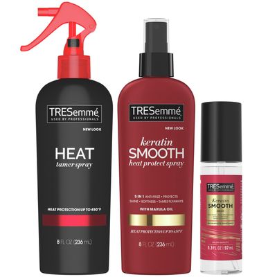 TRESemm Expert Keratin Smooth Hair Care Set - Heat Protection Spray, Shine Serum with Marula Oil, and Thermal Leave-in Spray, Anti-Frizz Products (3 Piece Set)