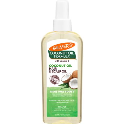 Palmer&#39;s Coconut Oil Moisture Boost, Restorative Hair and Scalp Oil Spray, Lasting Hydration and Shine for Dry or Damaged Hair, Promotes Scalp Health, 5.1 Oz