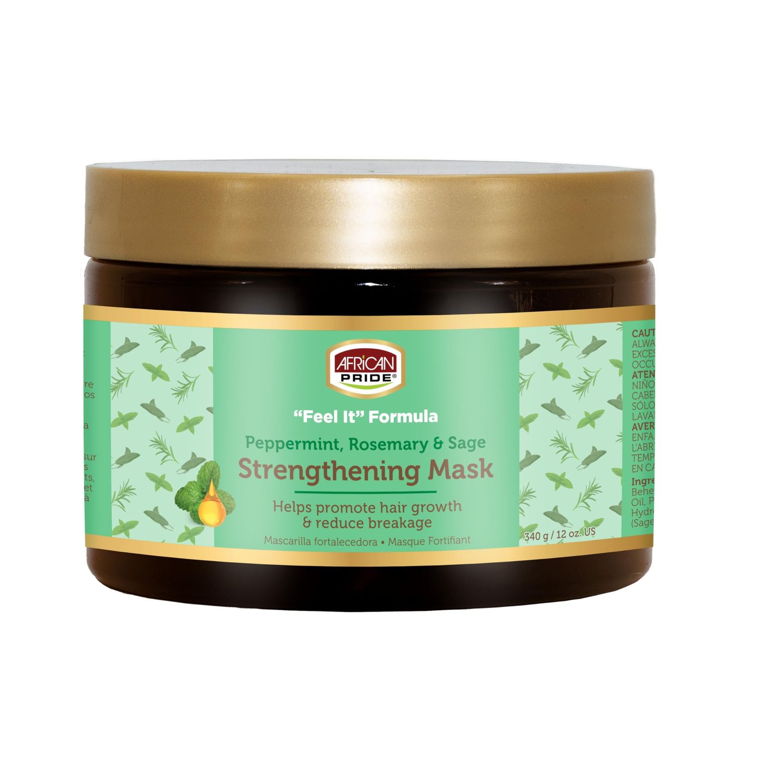 African Pride Feel It Formula Hair Strengthening Mask Treatment with Peppermint, Rosemary &amp; Sage, For All Hair Types - Aids Hair Growth, Nourishes Split Ends &amp; Dry Scalp, 12oz (Pack of 1)